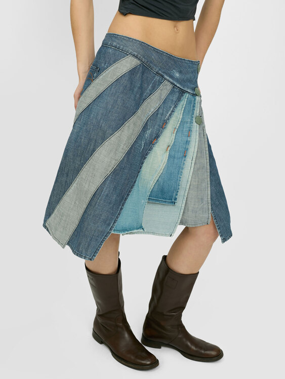 Michiko Koshino Denim Midi Skirt 