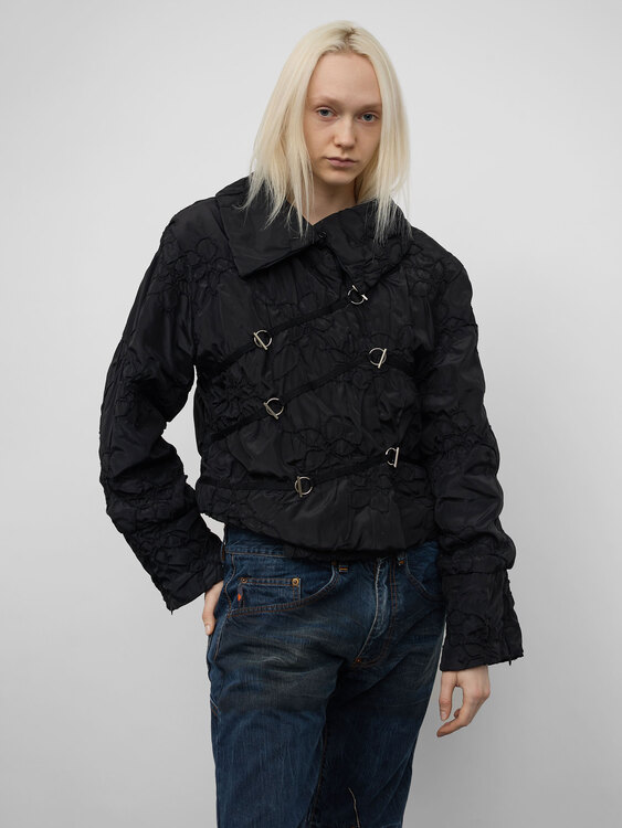 Black Nylon Embroidered Jacket 