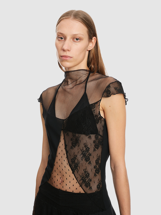 Black Lace Panelled Top 