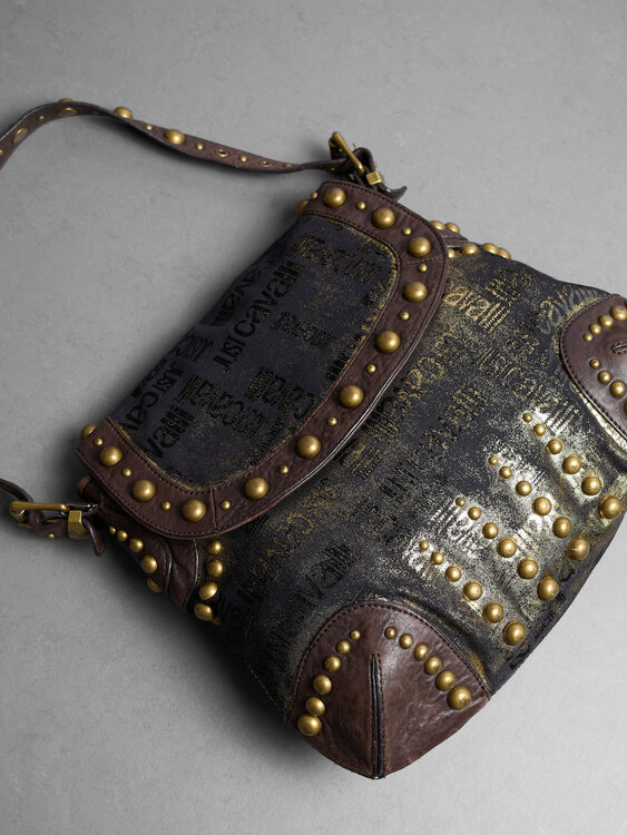 Cavalli Glittery Logo Shoulder Bag 