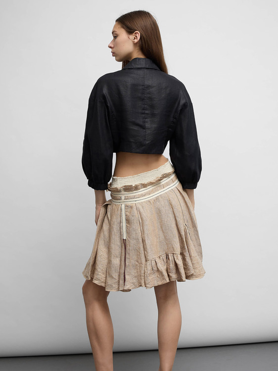 Pleated Canvas Mini Skirt 