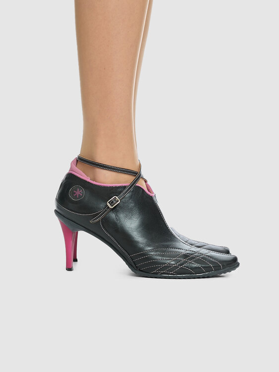 Black Leather Sneaker Heels 