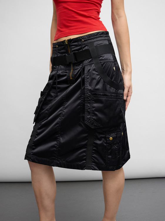 Gaultier Black Nylon Utility Skirt 