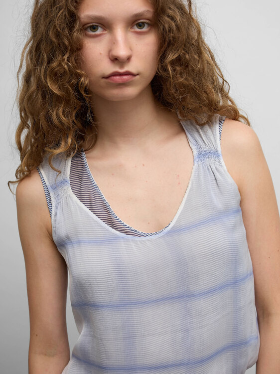 DieselStyleLab Layered Silk Chiffon Top 