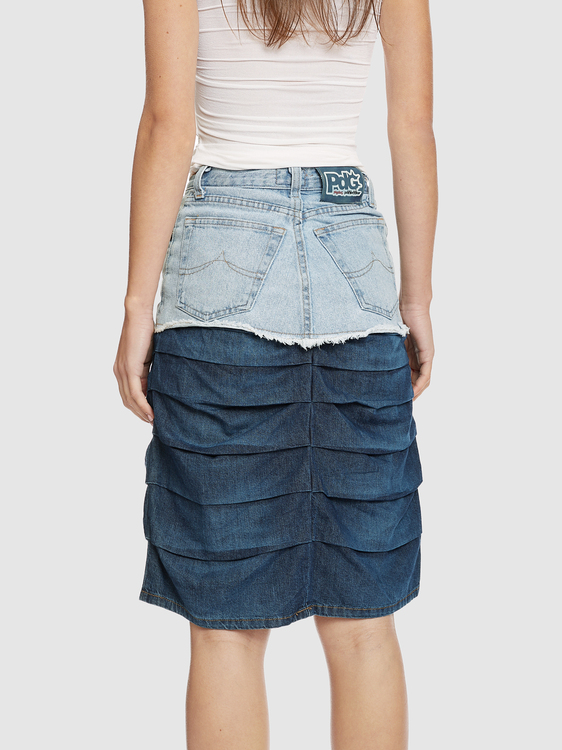 Deconstructed Denim Midi Skirt 