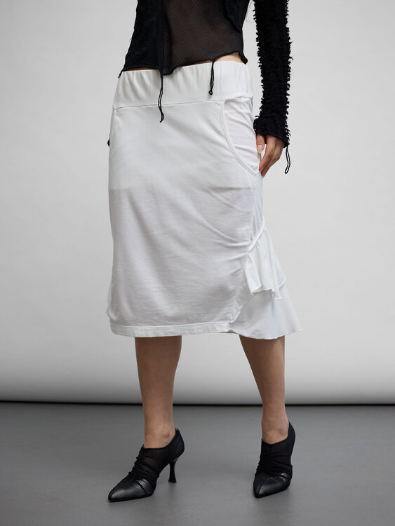 Nolita White Cotton Midi Skirt 