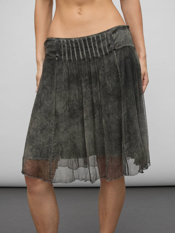 Pleated Chiffon Midi Skirt 