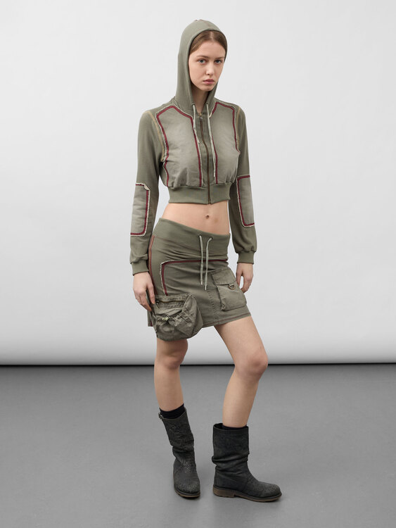 Washed Effect Hoodie And Skirt Set 