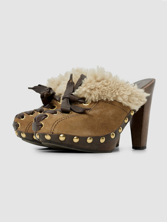 Miu Miu Shearling Clogs 
