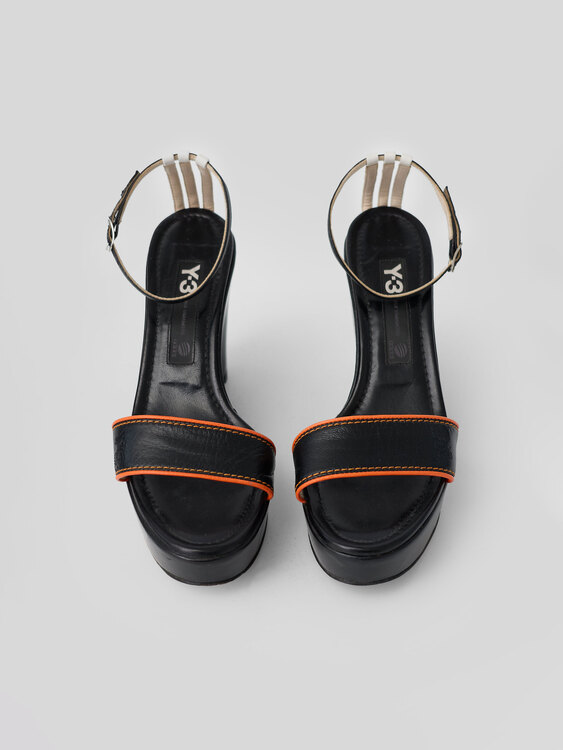Y-3 Leather Wedge Sandals 