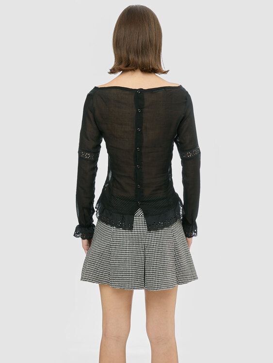 Black Lightweight Cotton Blouse 