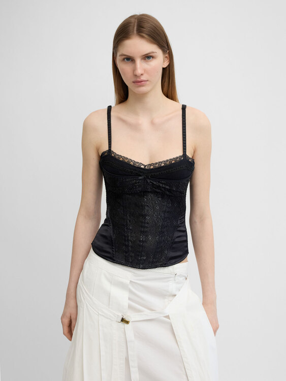 Black Lace And Satin Corset 