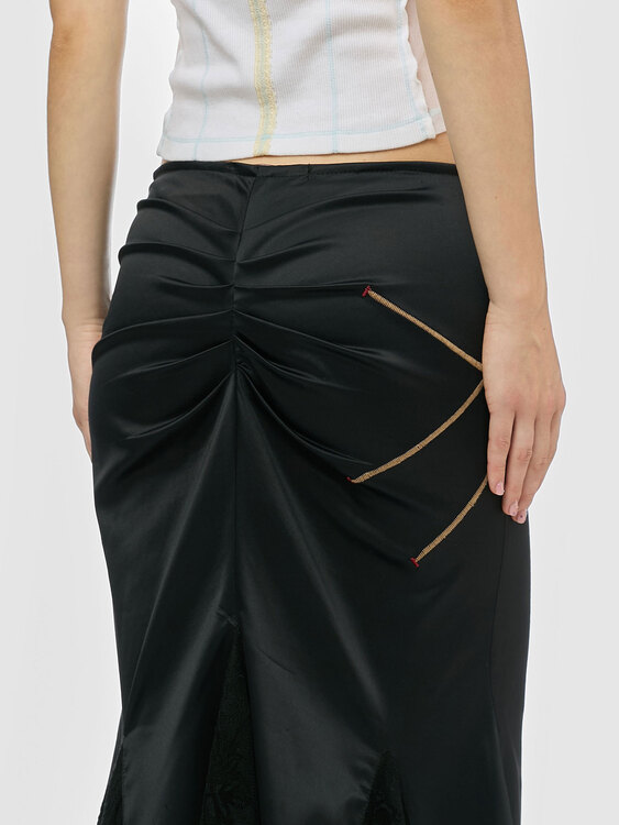 Black Satin Maxi Skirt 