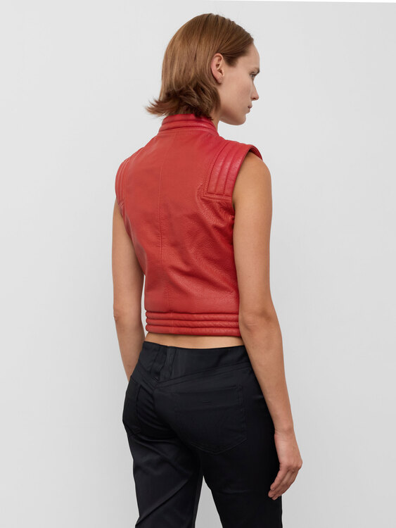 Bikkembergs Red Leather Vest 