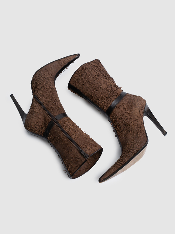 Brown Leather Stiletto Boots 
