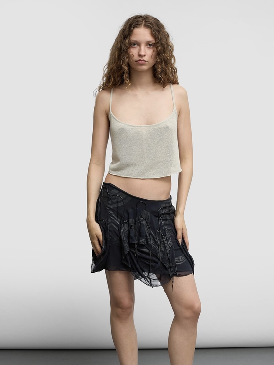 Extē Pleated Silk Mini Skirt 