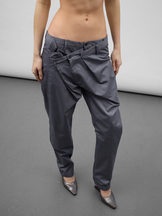 Grey Double Waist Trousers 