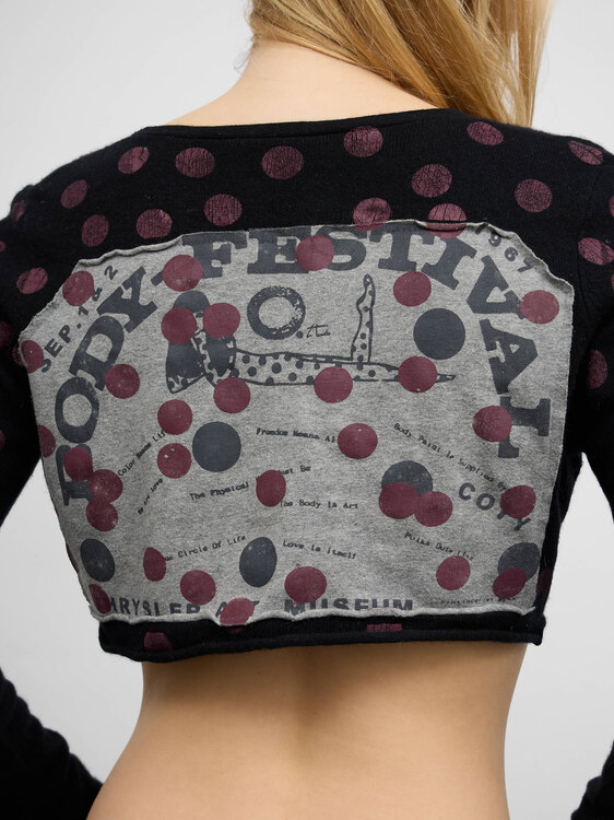 Knitted Polka Dot Cropped Cardigan 