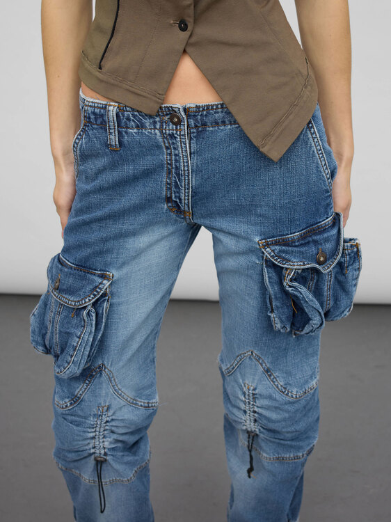 Blue Denim Cargo Trousers 