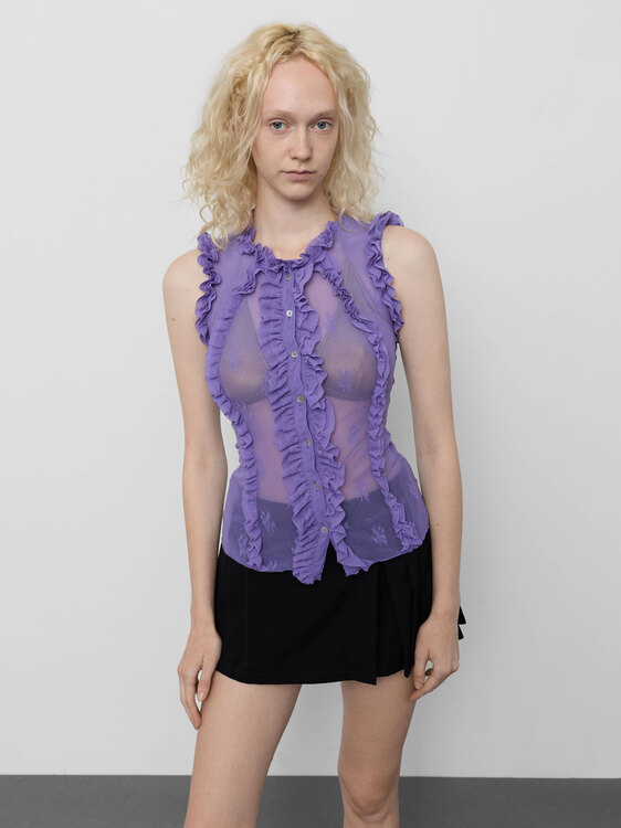 Nolita Purple Lace Ruffle Top 