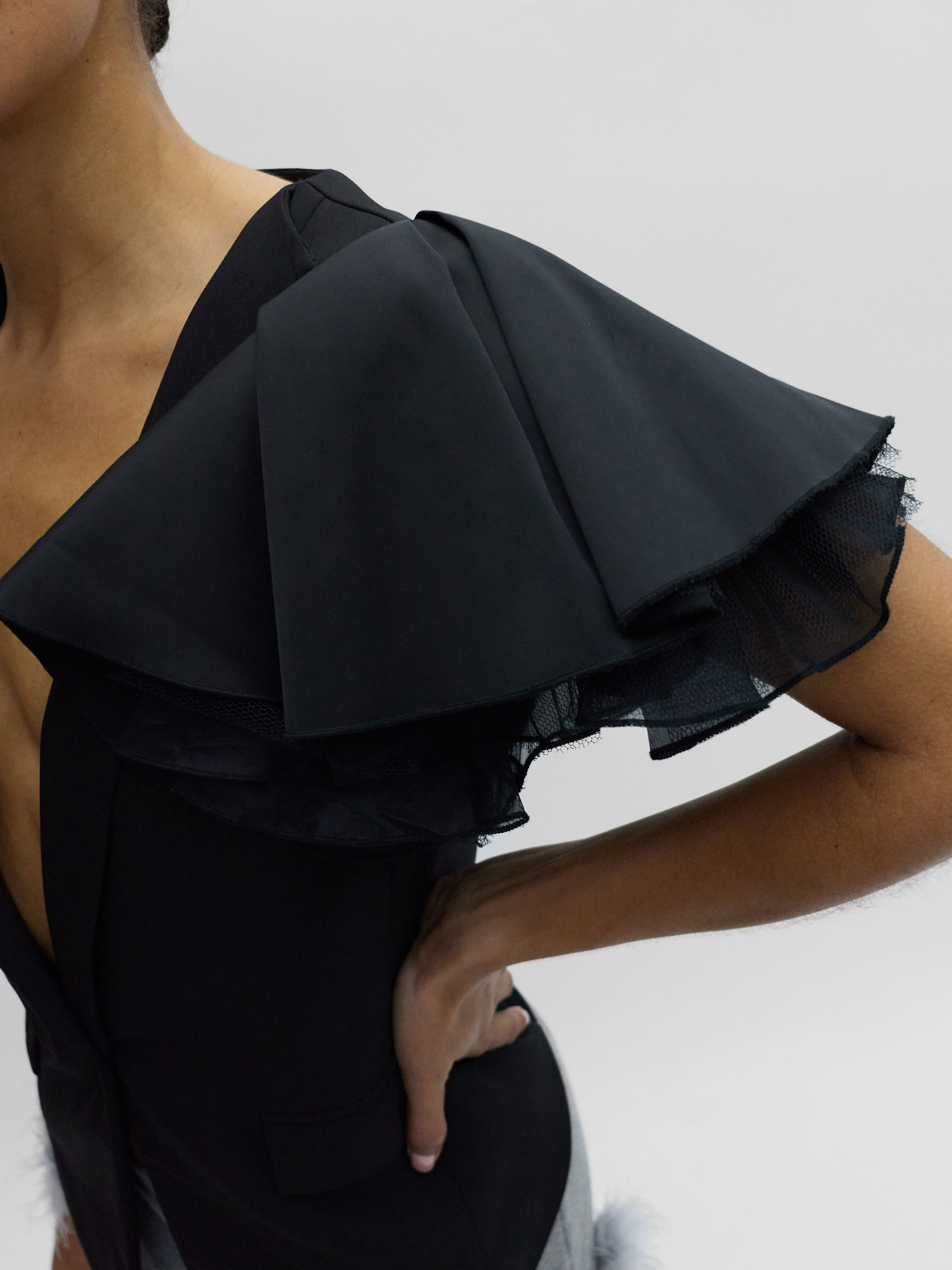 Black Ruffled Vest 
