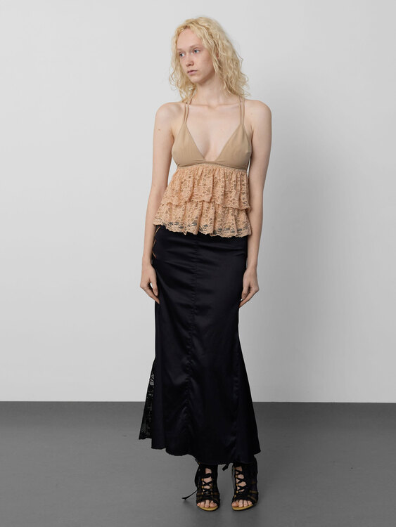 Black Satin Maxi Skirt 