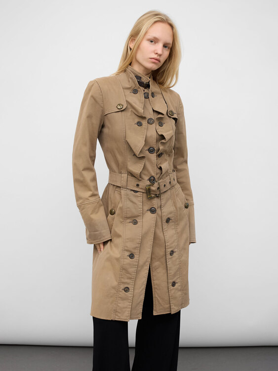 Beige Cotton Trench Coat 
