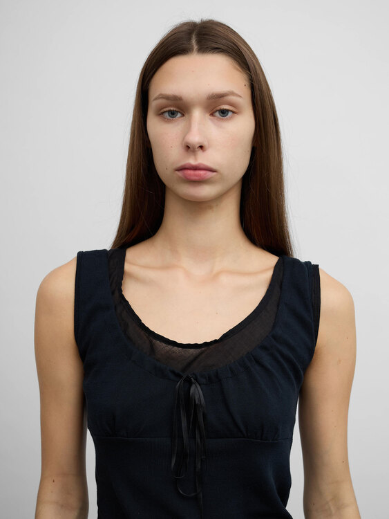 Black Knitted Milkmaid Vest 