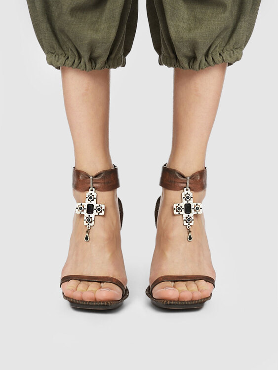 Brown Leather Heeled Sandals 