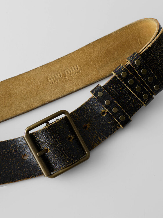 Miu Miu Crackled Leather Belt 