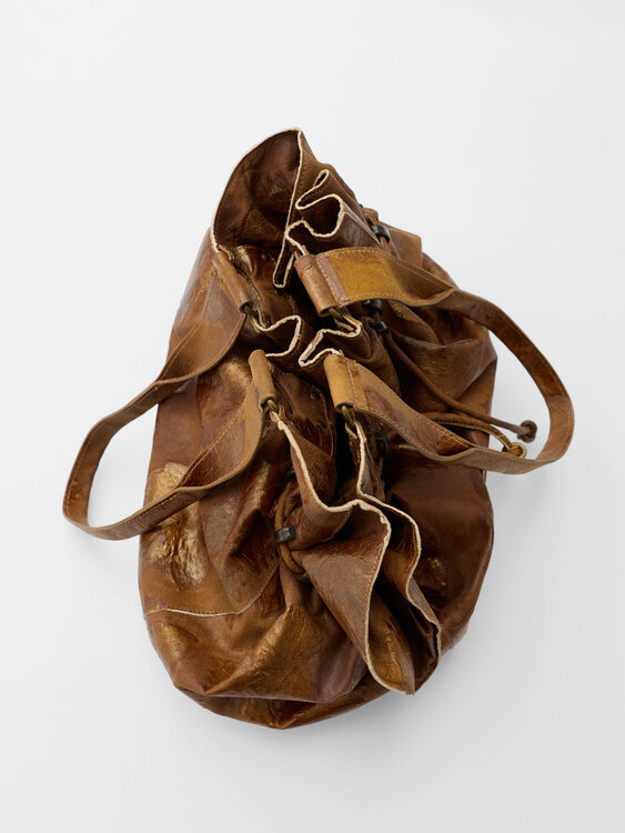 Embossed Leather Bucket Bag 
