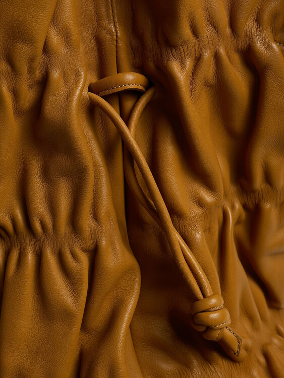 Gathered Leather Handbag 