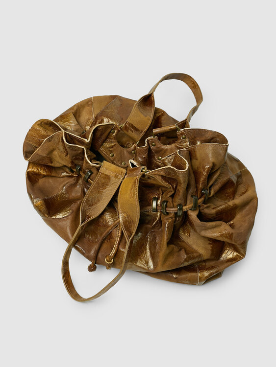 Embossed Leather Bucket Bag 