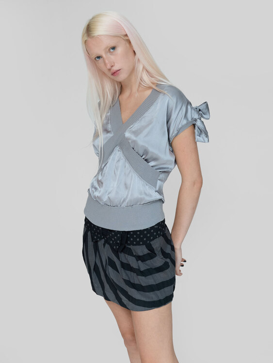 Silver-Grey Silk Top 