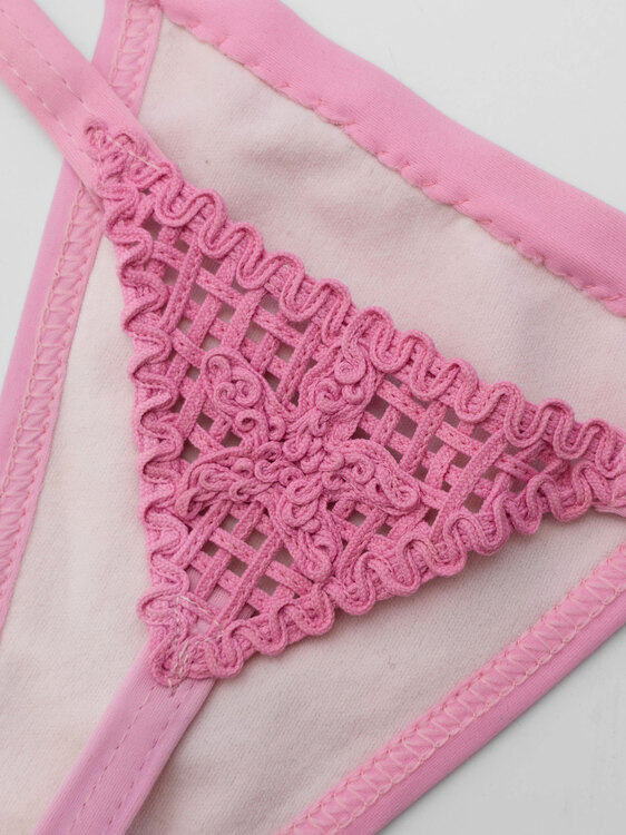 Pink Corded Lace Bikini Set 