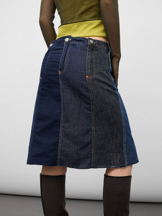 Michiko Koshino Deconstructed Denim Skirt 