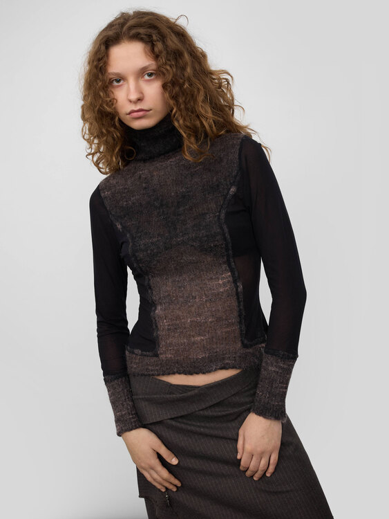 Mesh And Knit Blouse 