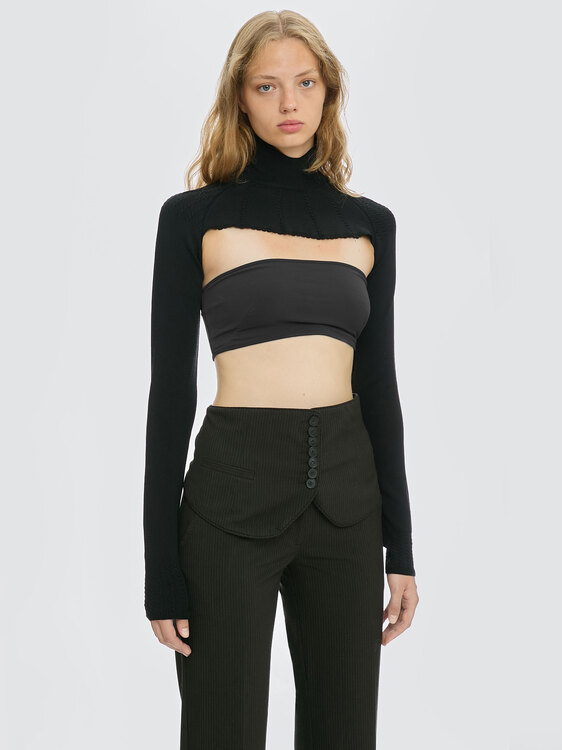 Black Knitted Bolero Top 