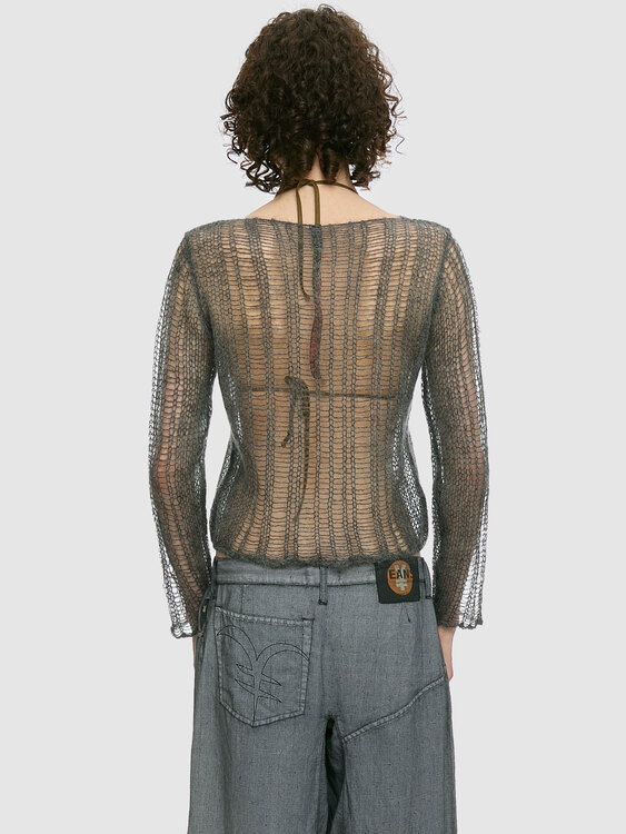 Gazebo Grey Open Knit Jumper 