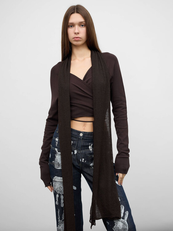 Sarah Pacini Integrated Scarf Cardigan 