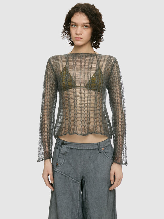 Gazebo Grey Open Knit Jumper 