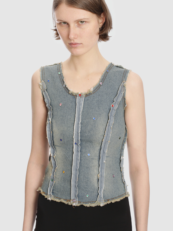Blue Denim Sleeveless Top 