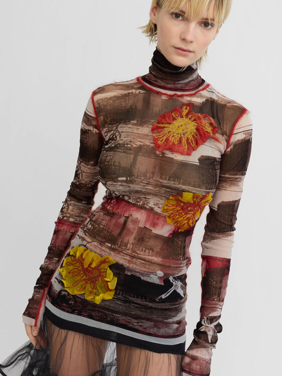 Gaultier Mesh Turtleneck Top 