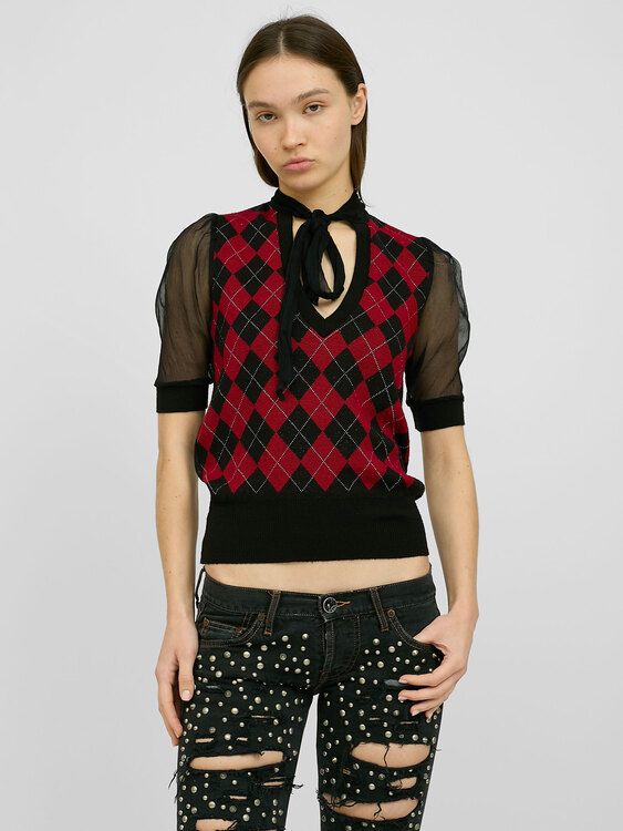 Argyle Knit Top 