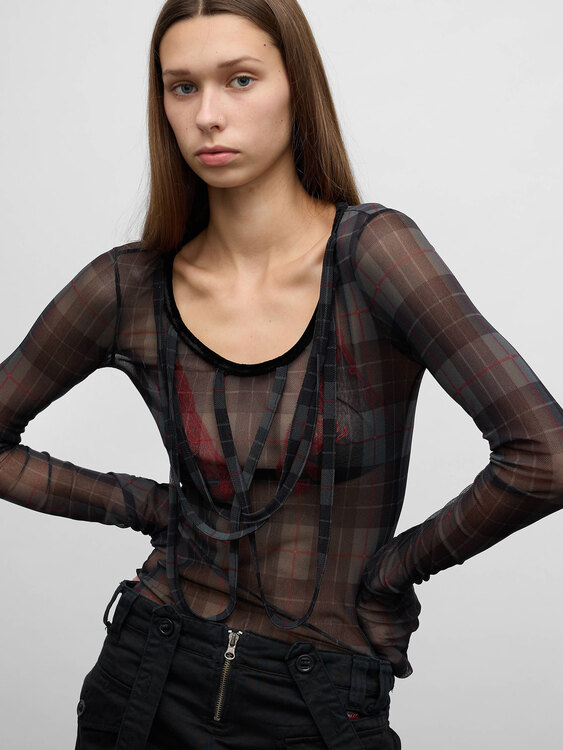 Gaultier Tartan Mesh Top 