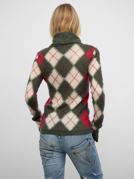 Fornarina Fine Knit Argyle Jumper 