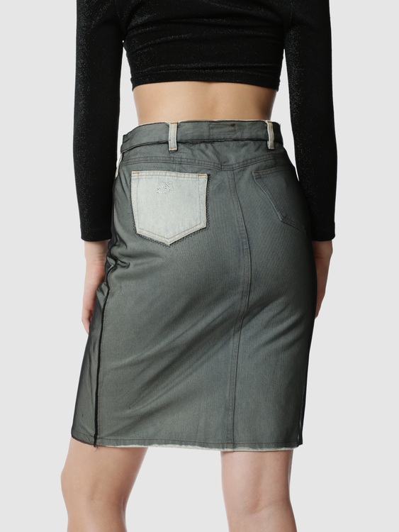 AA Milano Mesh & Denim Midi Skirt 