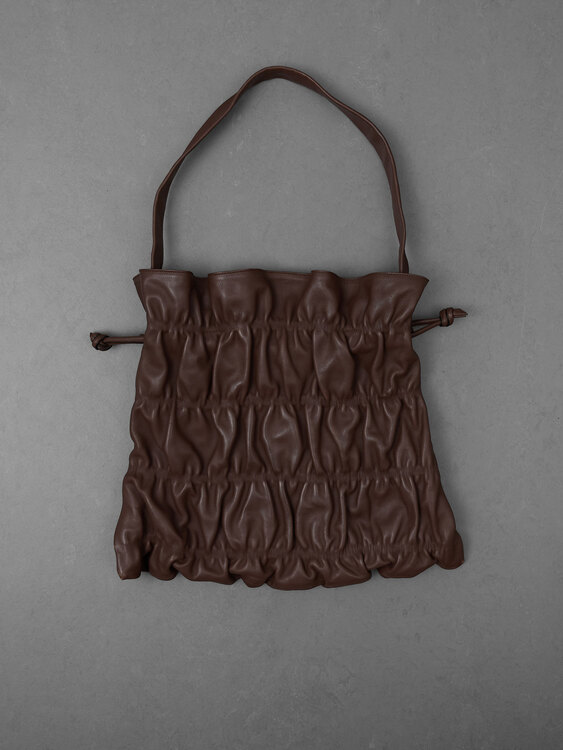 Gathered Leather Handbag 