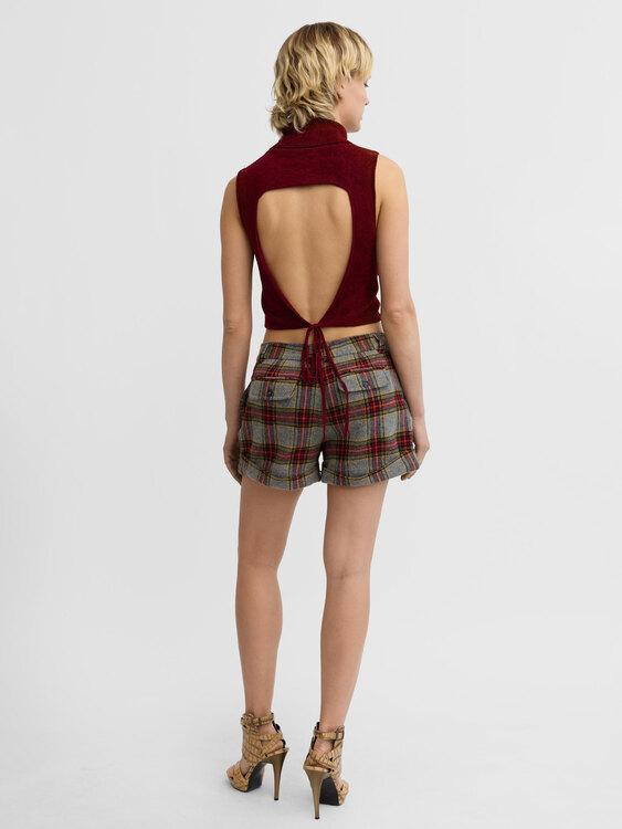 Sarah Pacini Backless Turtleneck Top 