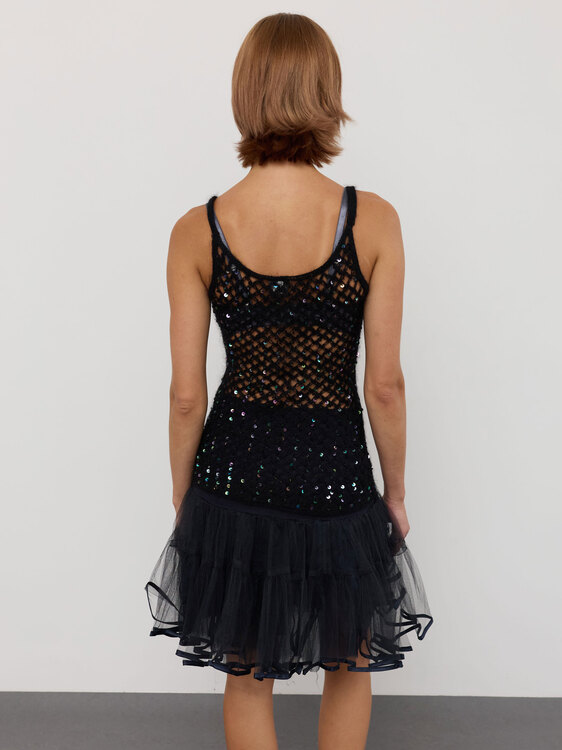 Black Crochet Fishnet Top 